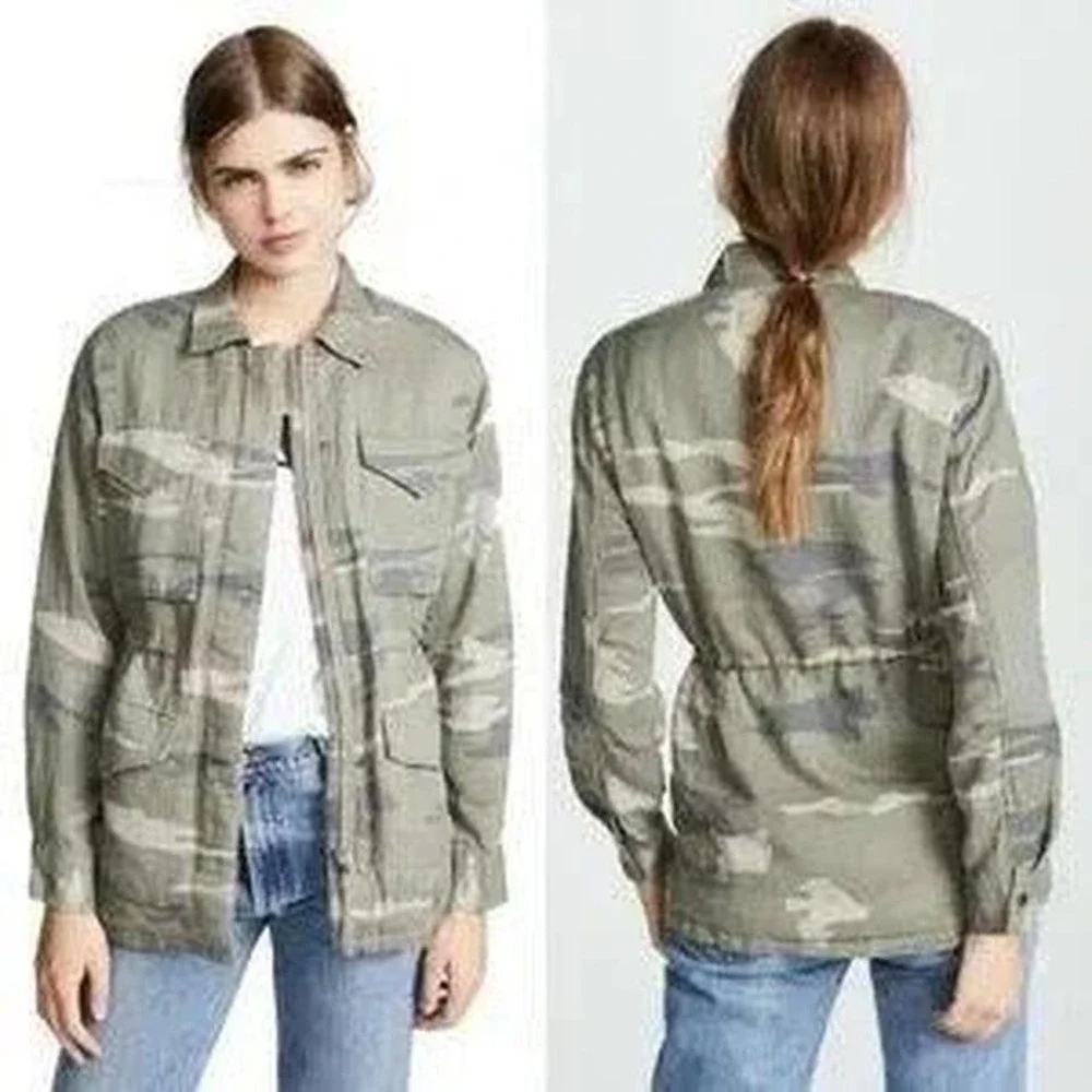 Rails Whitaker Sage Camo Drawstring Utility Jacket Fur Lined Heavy Winter Coat M